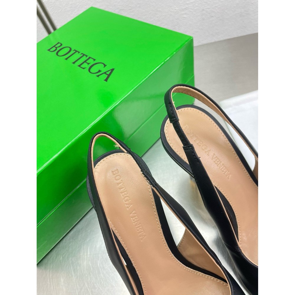 Cheap Reps Bottega Veneta Knot Slingback Sandals 90mm in Black Lambskin