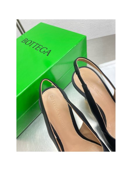 Cheap Reps Bottega Veneta Knot Slingback Sandals 90mm in Black Lambskin