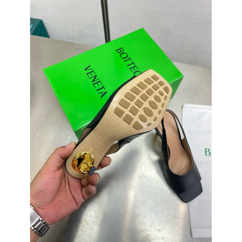 Cheap Reps Bottega Veneta Knot Slingback Sandals 90mm in Black Lambskin