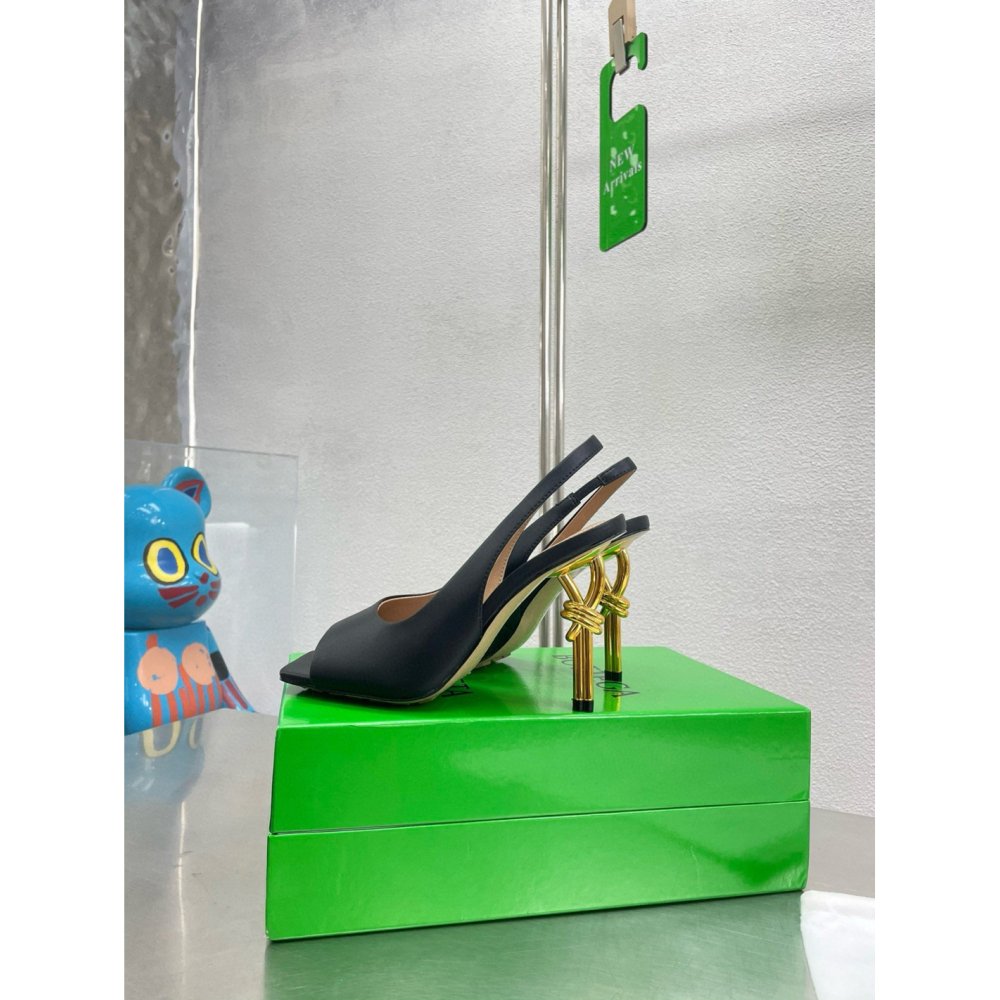 Cheap Reps Bottega Veneta Knot Slingback Sandals 90mm in Black Lambskin