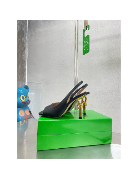 Cheap Reps Bottega Veneta Knot Slingback Sandals 90mm in Black Lambskin