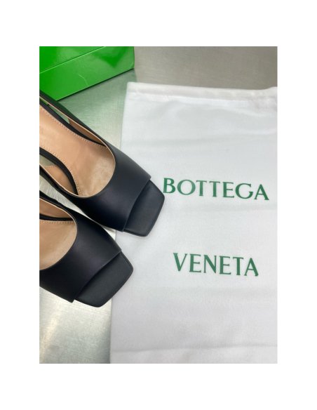 Cheap Reps Bottega Veneta Knot Slingback Sandals 90mm in Black Lambskin