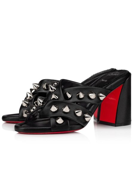 Cheap Reps Christian Louboutin Spika Club Sandals 85mm In Black Leather