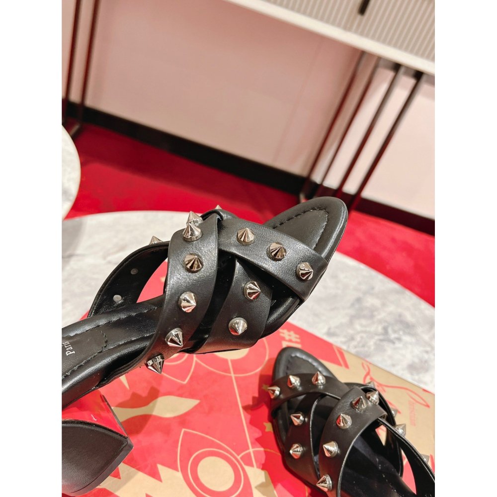 Cheap Reps Christian Louboutin Spika Club Sandals 85mm In Black Leather