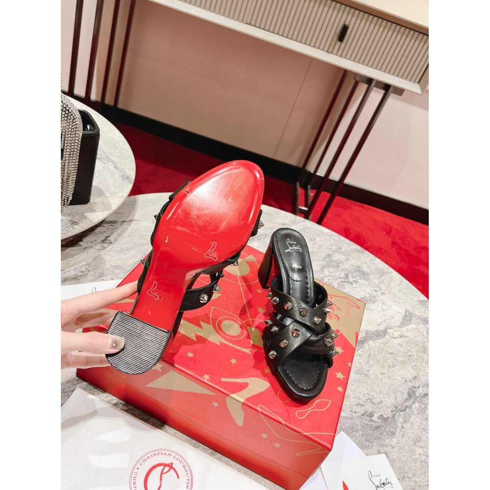 Cheap Reps Christian Louboutin Spika Club Sandals 85mm In Black Leather