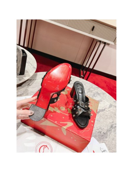 Cheap Reps Christian Louboutin Spika Club Sandals 85mm In Black Leather