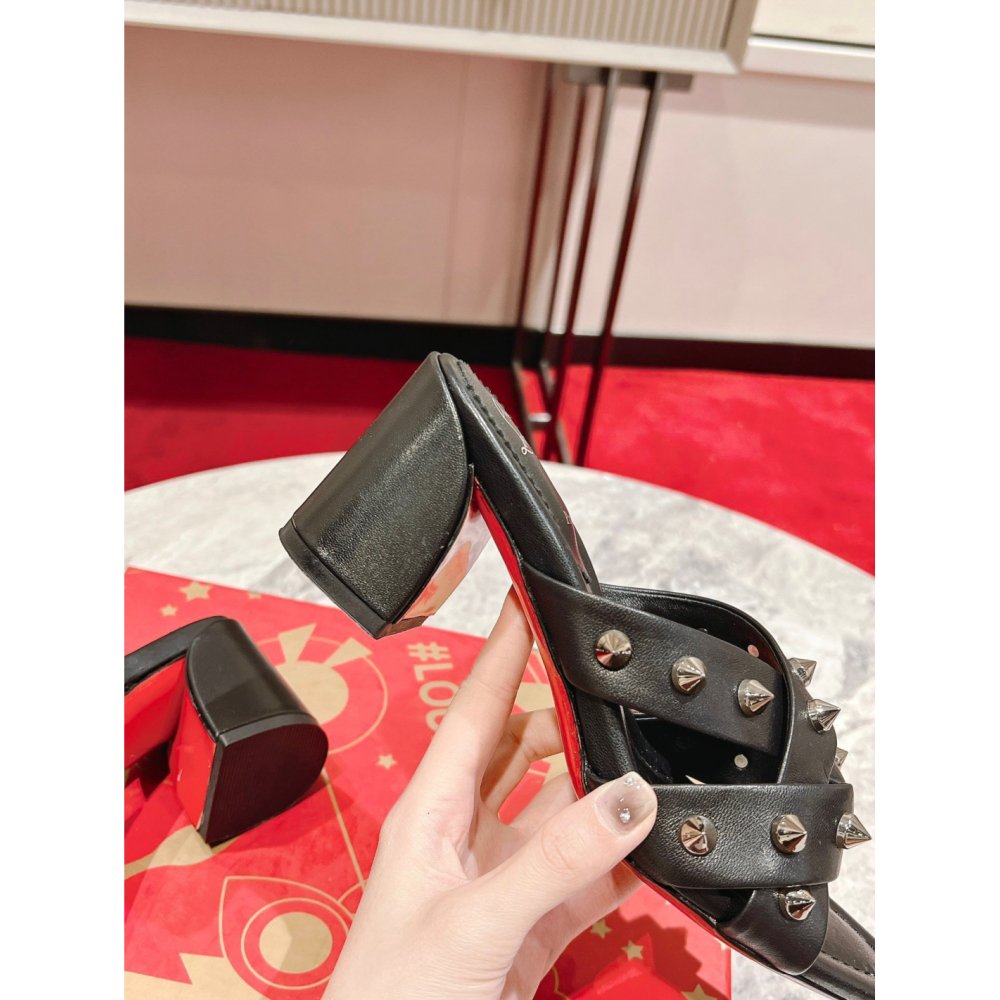 Cheap Reps Christian Louboutin Spika Club Sandals 85mm In Black Leather