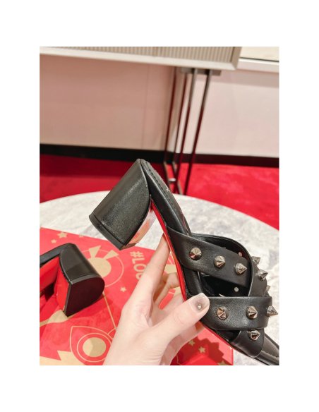 Cheap Reps Christian Louboutin Spika Club Sandals 85mm In Black Leather