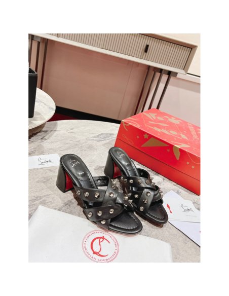 Cheap Reps Christian Louboutin Spika Club Sandals 85mm In Black Leather