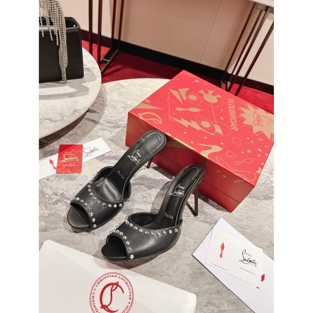 Cheap Reps Christian Louboutin Me Dolly Spike 85MM Sandals In Black Lambskin