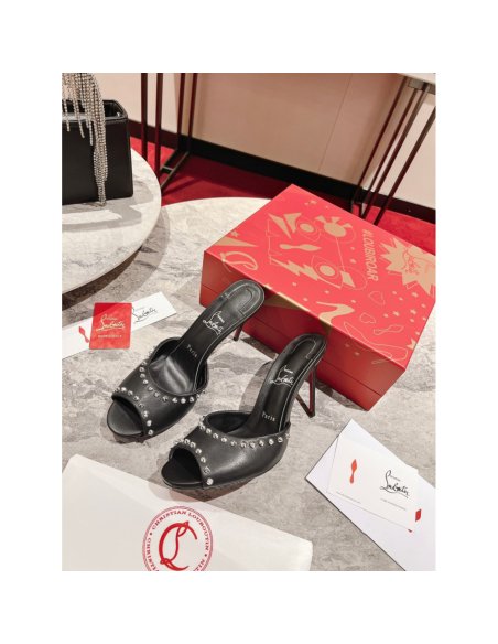 Cheap Reps Christian Louboutin Me Dolly Spike 85MM Sandals In Black Lambskin