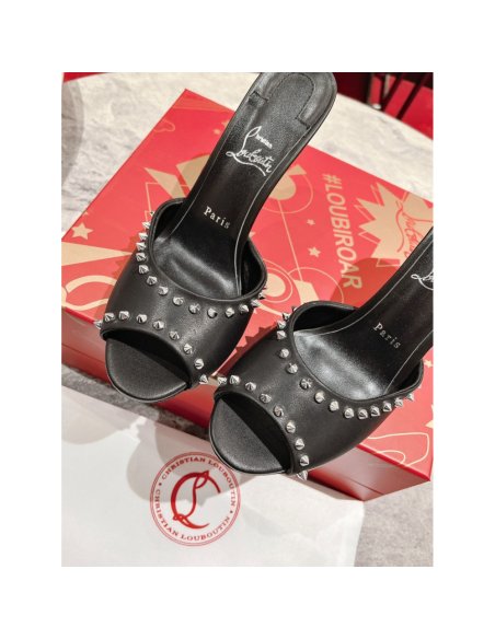 Cheap Reps Christian Louboutin Me Dolly Spike 85MM Sandals In Black Lambskin