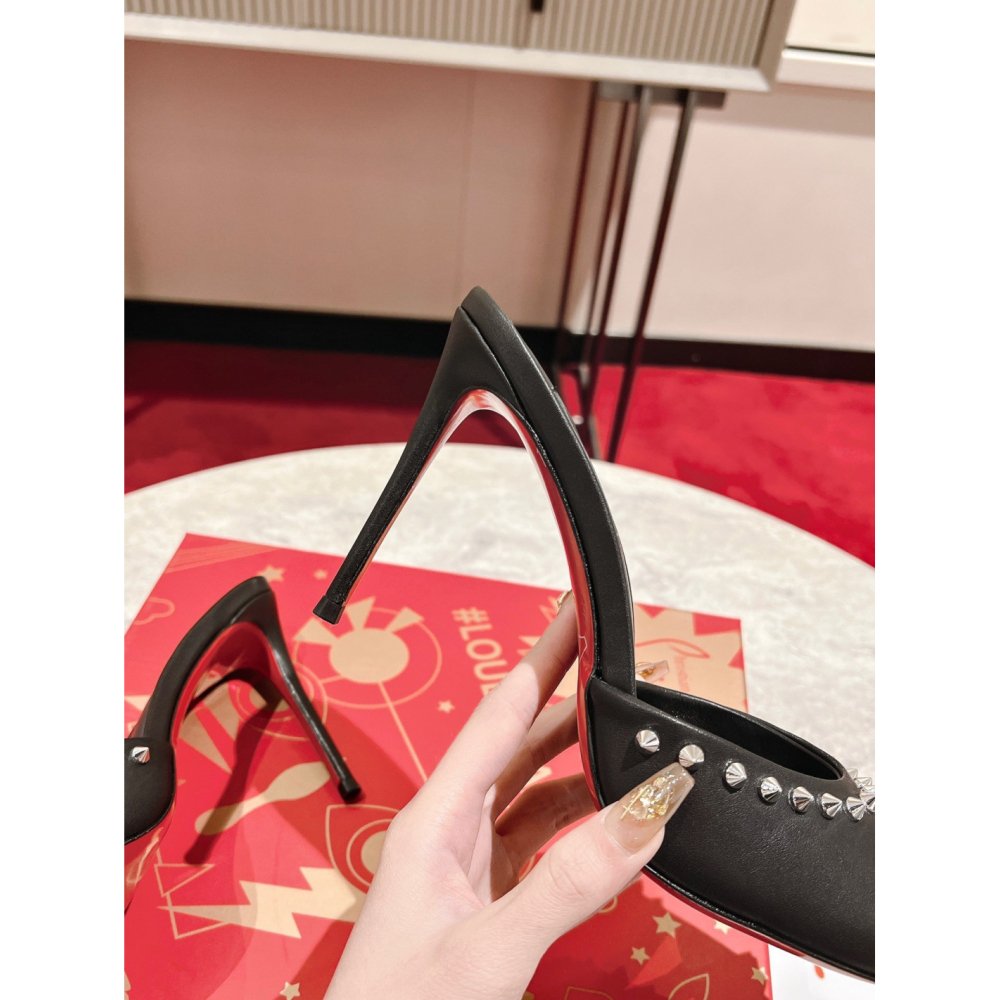 Cheap Reps Christian Louboutin Me Dolly Spike 85MM Sandals In Black Lambskin