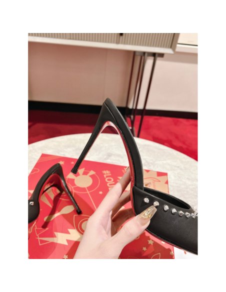 Cheap Reps Christian Louboutin Me Dolly Spike 85MM Sandals In Black Lambskin