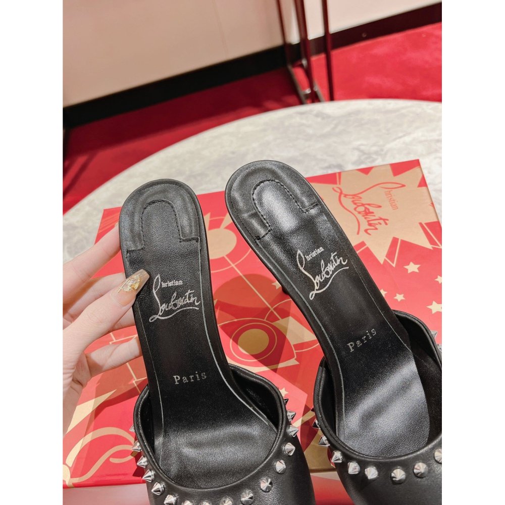 Cheap Reps Christian Louboutin Me Dolly Spike 85MM Sandals In Black Lambskin