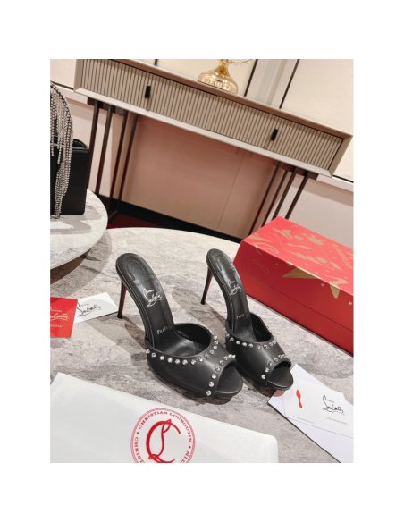 Cheap Reps Christian Louboutin Me Dolly Spike 85MM Sandals In Black Lambskin