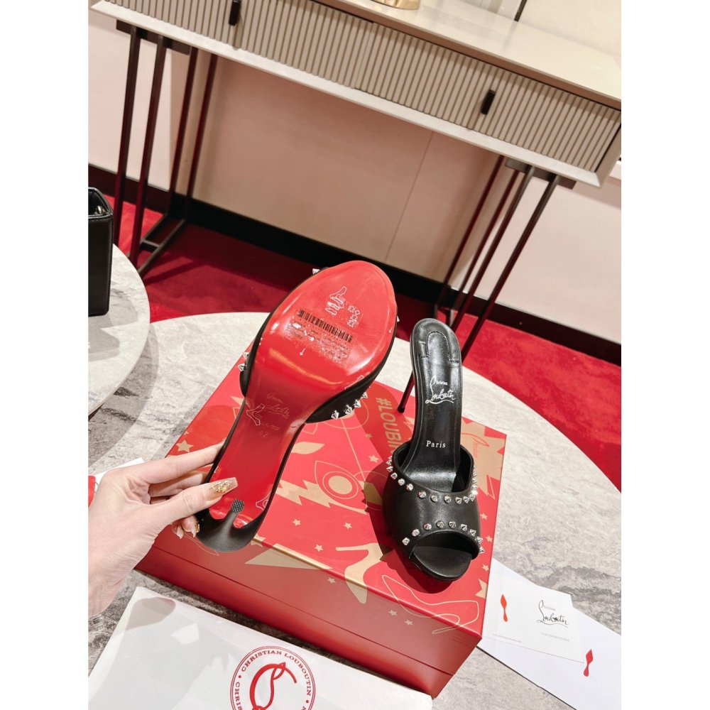 Cheap Reps Christian Louboutin Me Dolly Spike 85MM Sandals In Black Lambskin