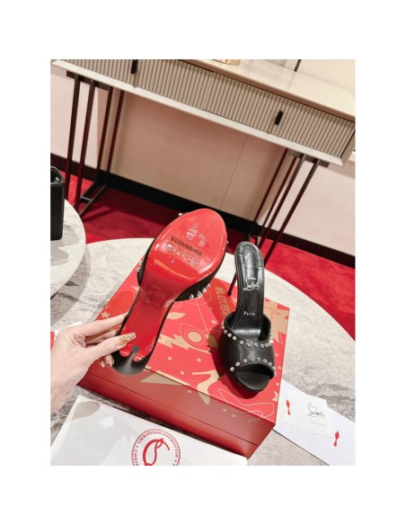 Cheap Reps Christian Louboutin Me Dolly Spike 85MM Sandals In Black Lambskin