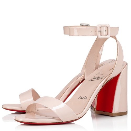 Cheap Reps Christian Louboutin Miss Sabina 85MM Sandals In Beige Patent Leather