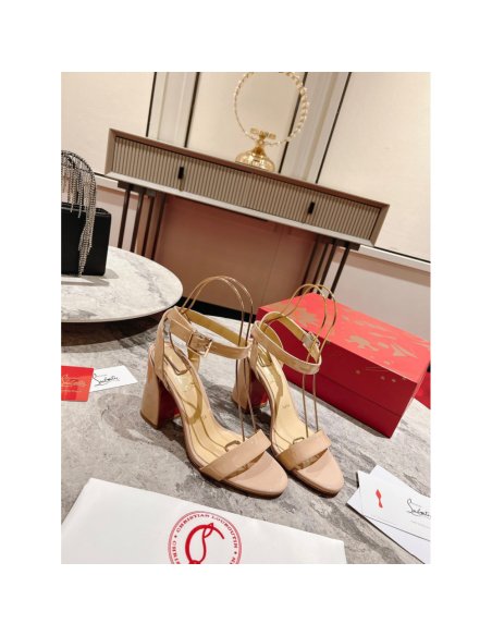 Cheap Reps Christian Louboutin Miss Sabina 85MM Sandals In Beige Patent Leather