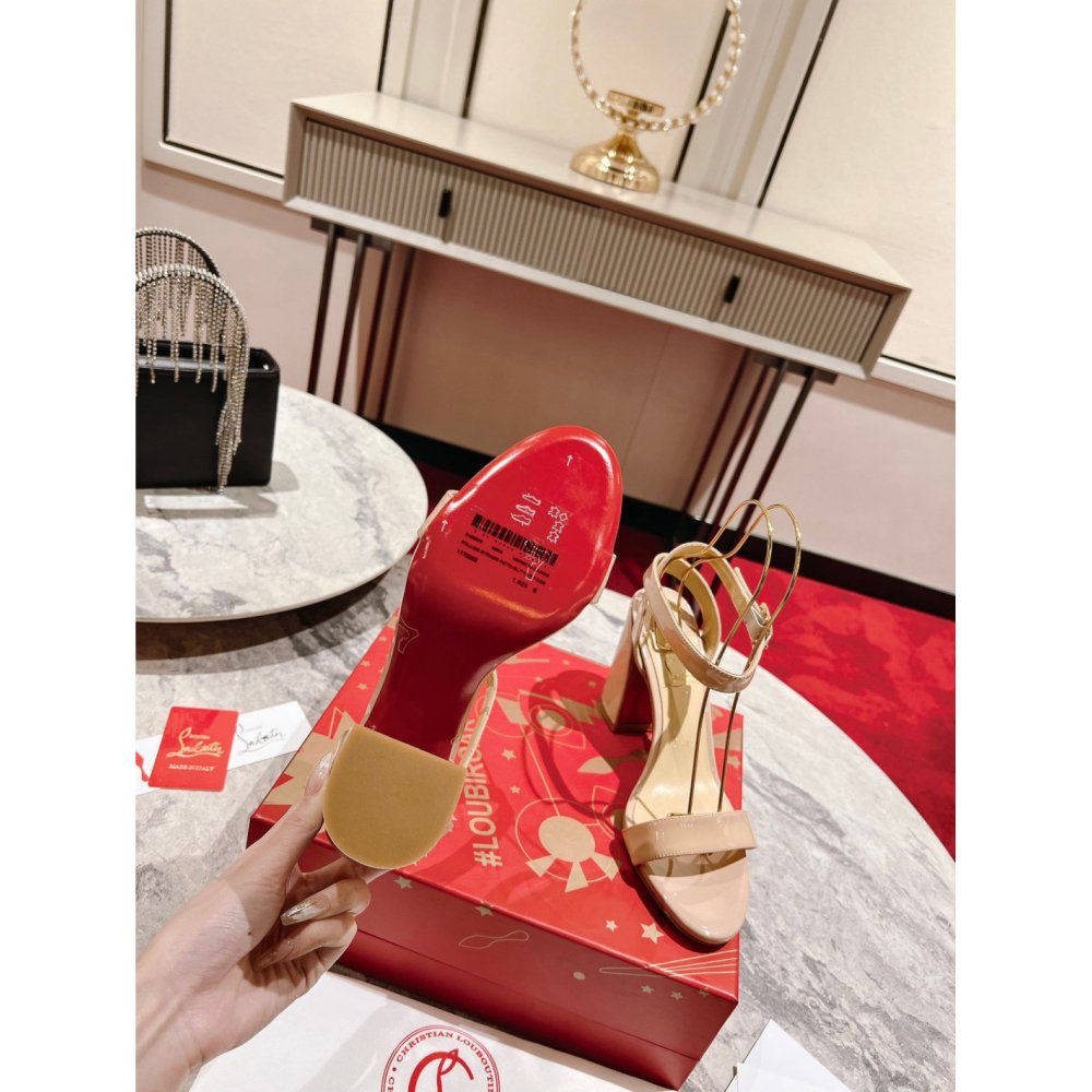 Cheap Reps Christian Louboutin Miss Sabina 85MM Sandals In Beige Patent Leather