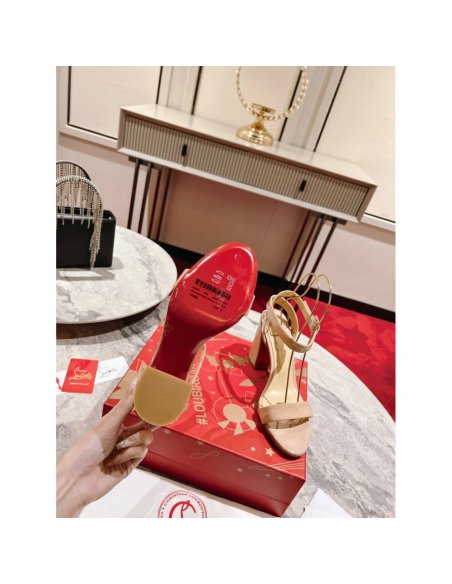Cheap Reps Christian Louboutin Miss Sabina 85MM Sandals In Beige Patent Leather