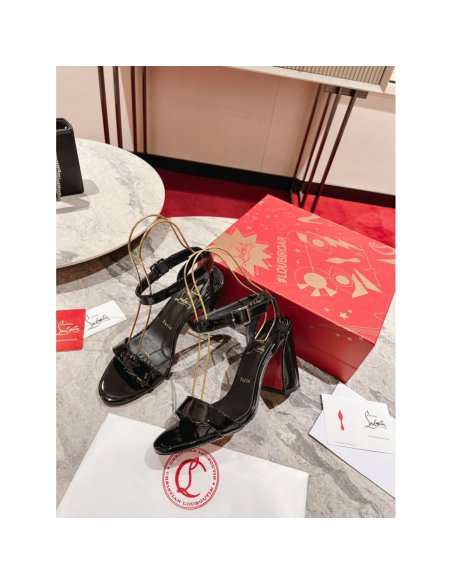 Cheap Reps Christian Louboutin Miss Sabina 85MM Sandals In Black Patent Leather