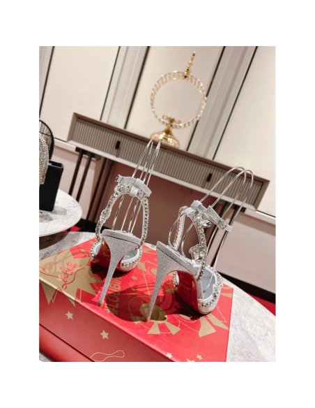 Cheap Reps Christian Louboutin Marykate Queen 100MM Pumps In Silver Glittered