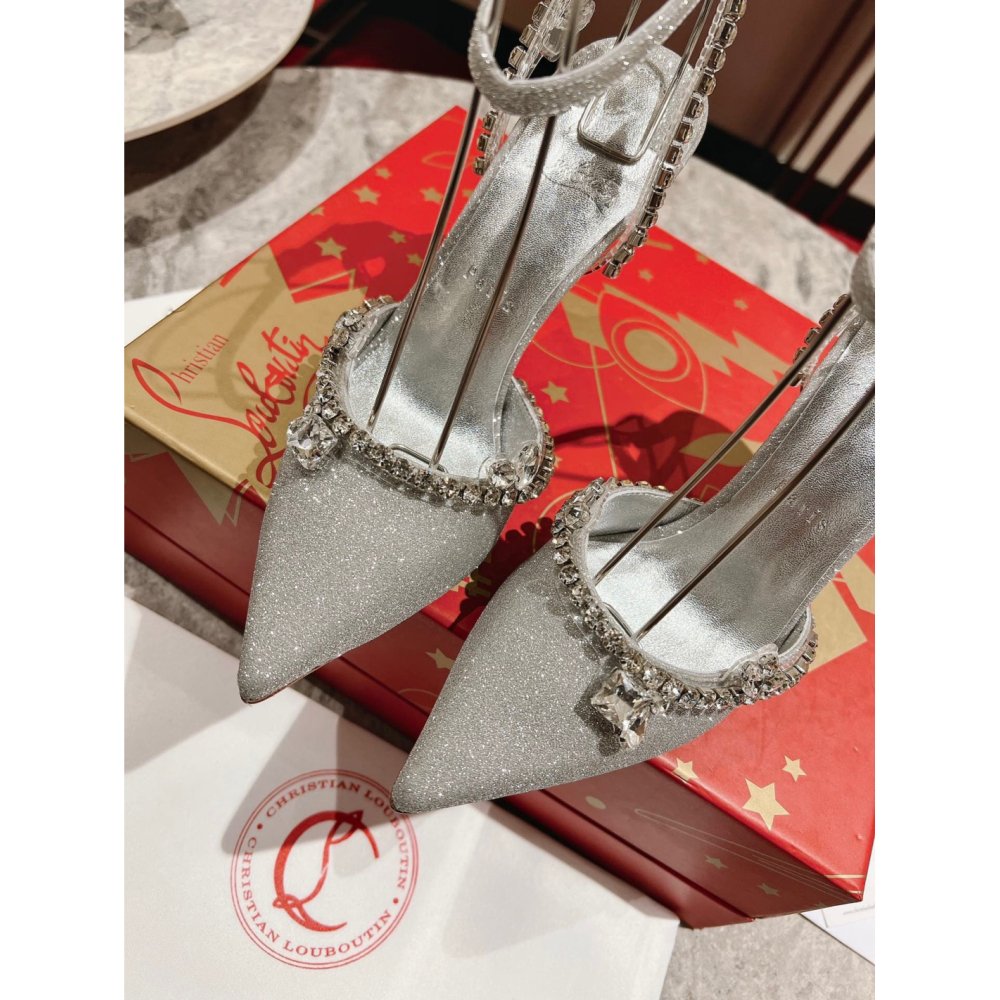 Cheap Reps Christian Louboutin Marykate Queen 100MM Pumps In Silver Glittered
