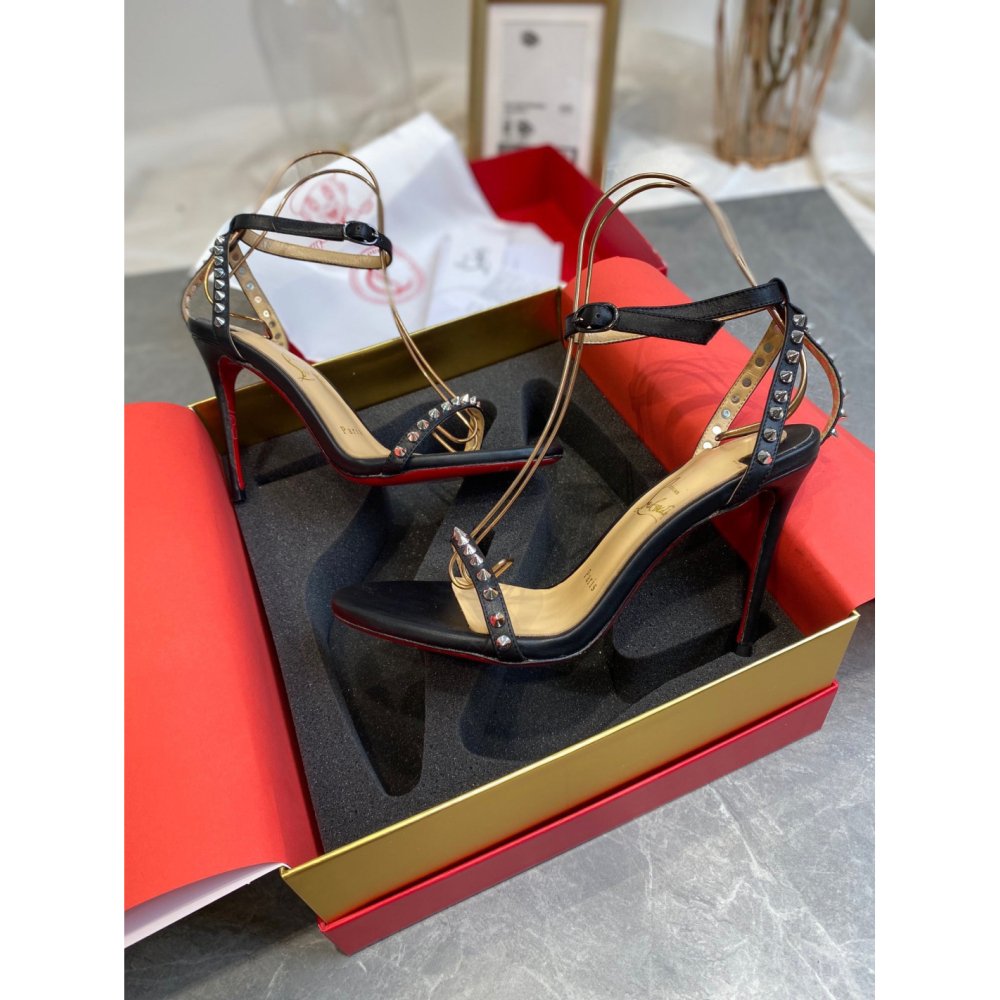 Cheap Reps Christian Louboutin So Me 100mm Sandals In Black Lambskin