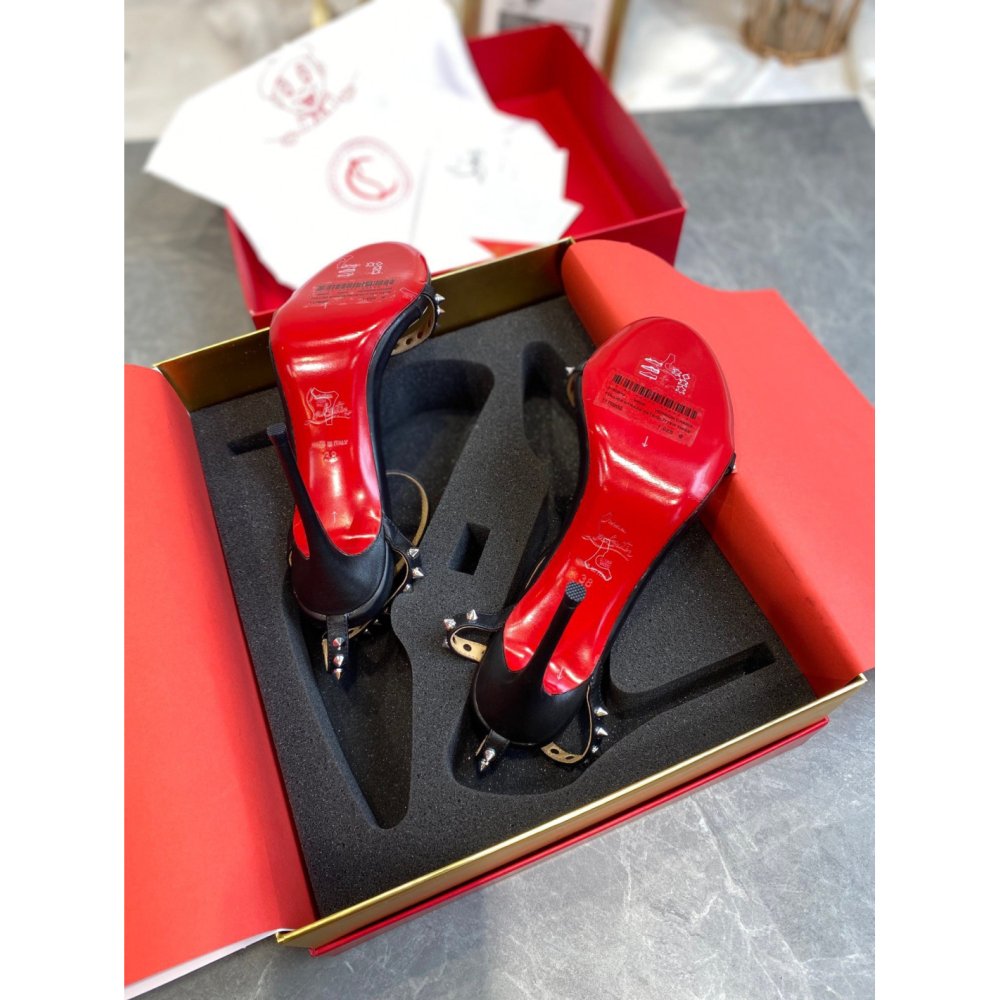 Cheap Reps Christian Louboutin So Me 100mm Sandals In Black Lambskin