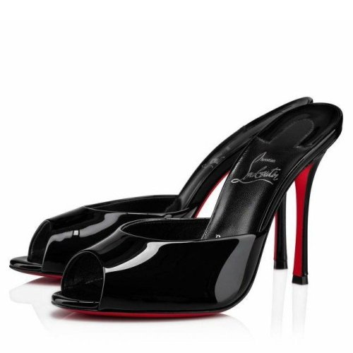 Cheap Reps Christian Louboutin Me Dolly 100mm Mules In Black Patent Leather