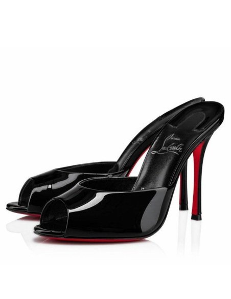 Cheap Reps Christian Louboutin Me Dolly 100mm Mules In Black Patent Leather