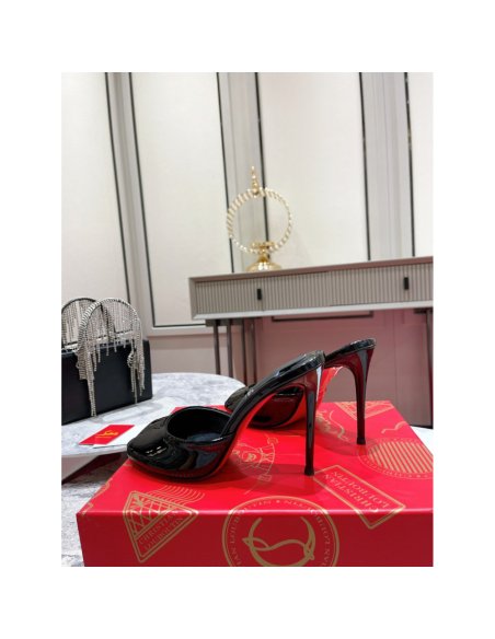 Cheap Reps Christian Louboutin Me Dolly 100mm Mules In Black Patent Leather