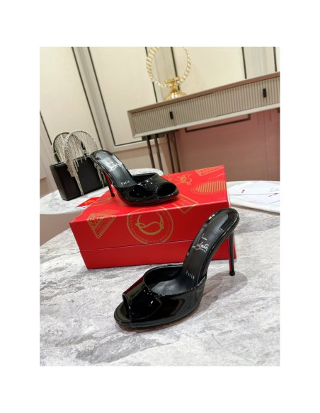 Cheap Reps Christian Louboutin Me Dolly 100mm Mules In Black Patent Leather