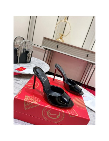 Cheap Reps Christian Louboutin Me Dolly 100mm Mules In Black Patent Leather