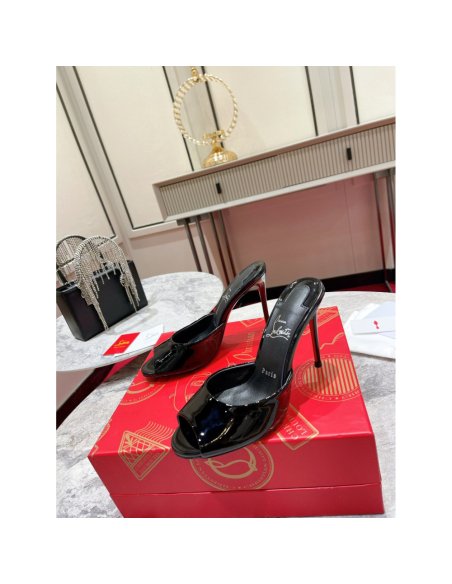 Cheap Reps Christian Louboutin Me Dolly 100mm Mules In Black Patent Leather