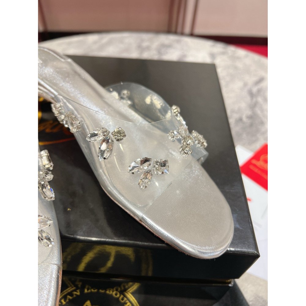 Cheap Reps Christian Louboutin Degraqueenie Mules in PVC with Crystals