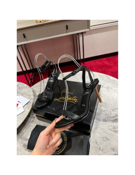 Cheap Reps Christian Louboutin Mascasandal 85mm Sandals in Black Leather
