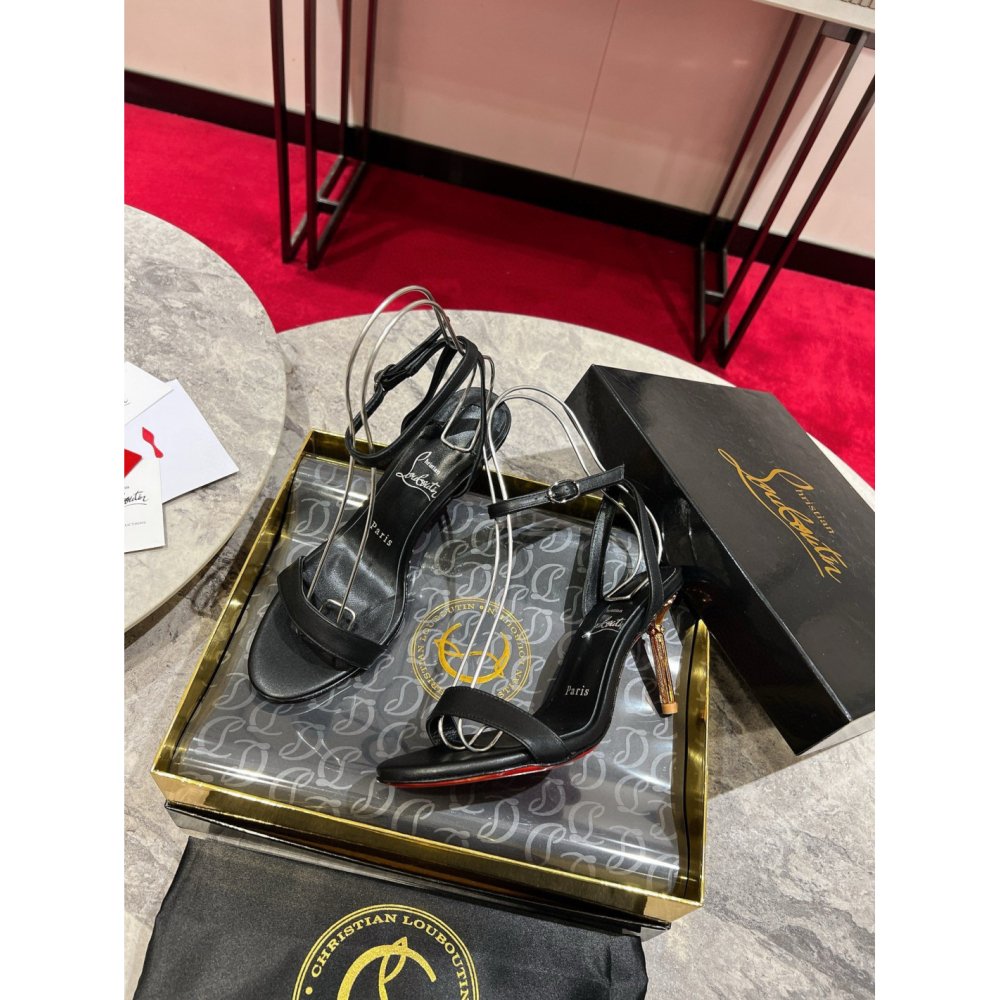 Cheap Reps Christian Louboutin Mascasandal 85mm Sandals in Black Leather