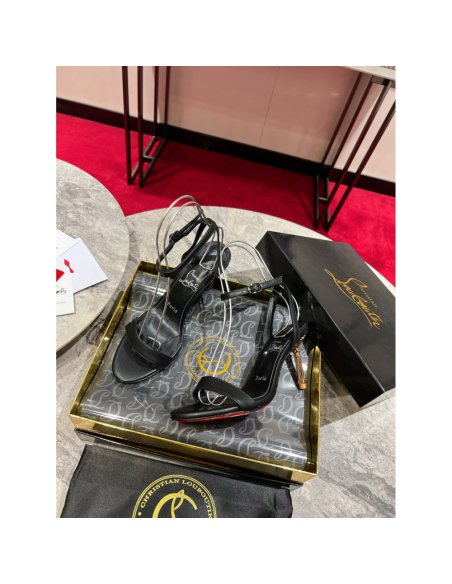 Cheap Reps Christian Louboutin Mascasandal 85mm Sandals in Black Leather