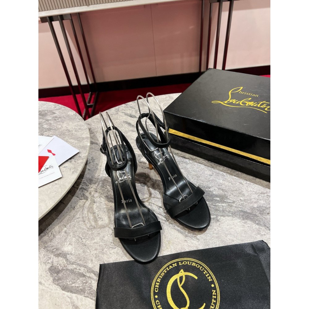 Cheap Reps Christian Louboutin Mascasandal 85mm Sandals in Black Leather