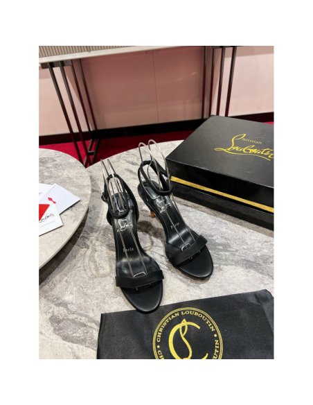 Cheap Reps Christian Louboutin Mascasandal 85mm Sandals in Black Leather