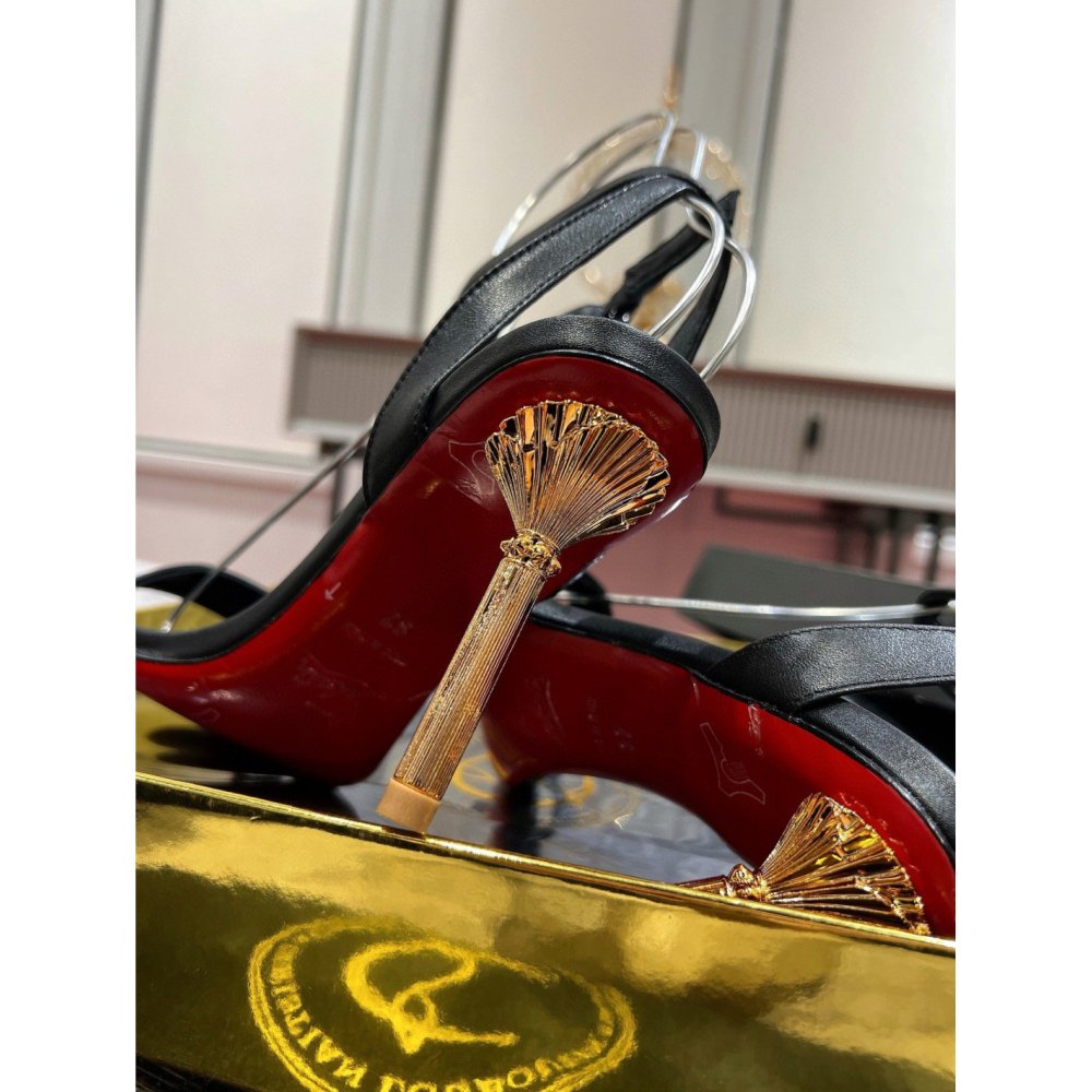 Cheap Reps Christian Louboutin Mascasandal 85mm Sandals in Black Leather