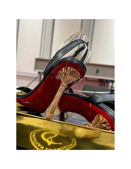 Cheap Reps Christian Louboutin Mascasandal 85mm Sandals in Black Leather