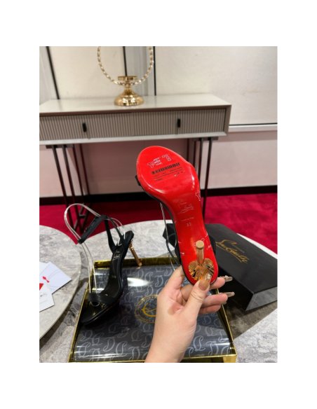 Cheap Reps Christian Louboutin Mascasandal 85mm Sandals in Black Leather