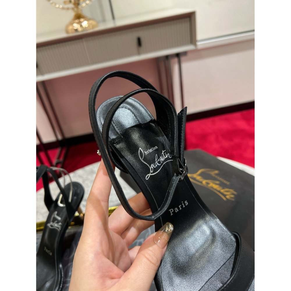 Cheap Reps Christian Louboutin Mascasandal 85mm Sandals in Black Leather