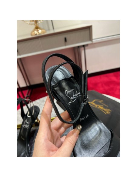 Cheap Reps Christian Louboutin Mascasandal 85mm Sandals in Black Leather