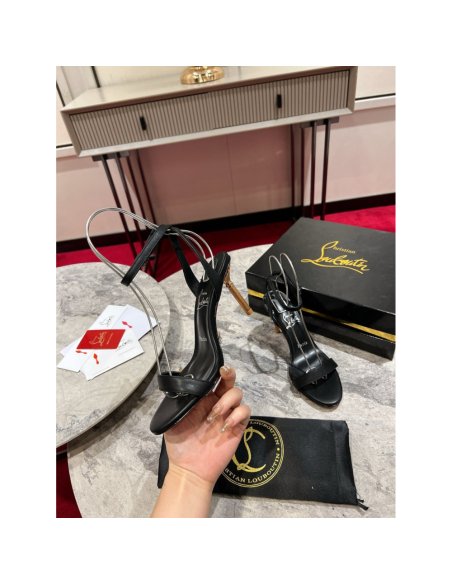 Cheap Reps Christian Louboutin Mascasandal 85mm Sandals in Black Leather