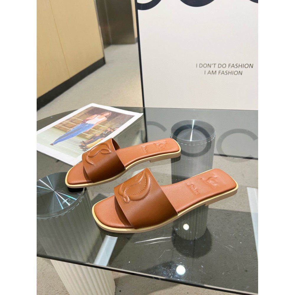 Cheap Reps Christian Louboutin CL Mules in Brown Leather